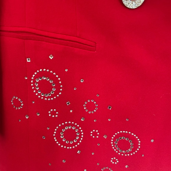Eva Polini Couture - Blazer - Jacket w/rhinestones -red slightly longer jacket 6 - Picture 4 of 7